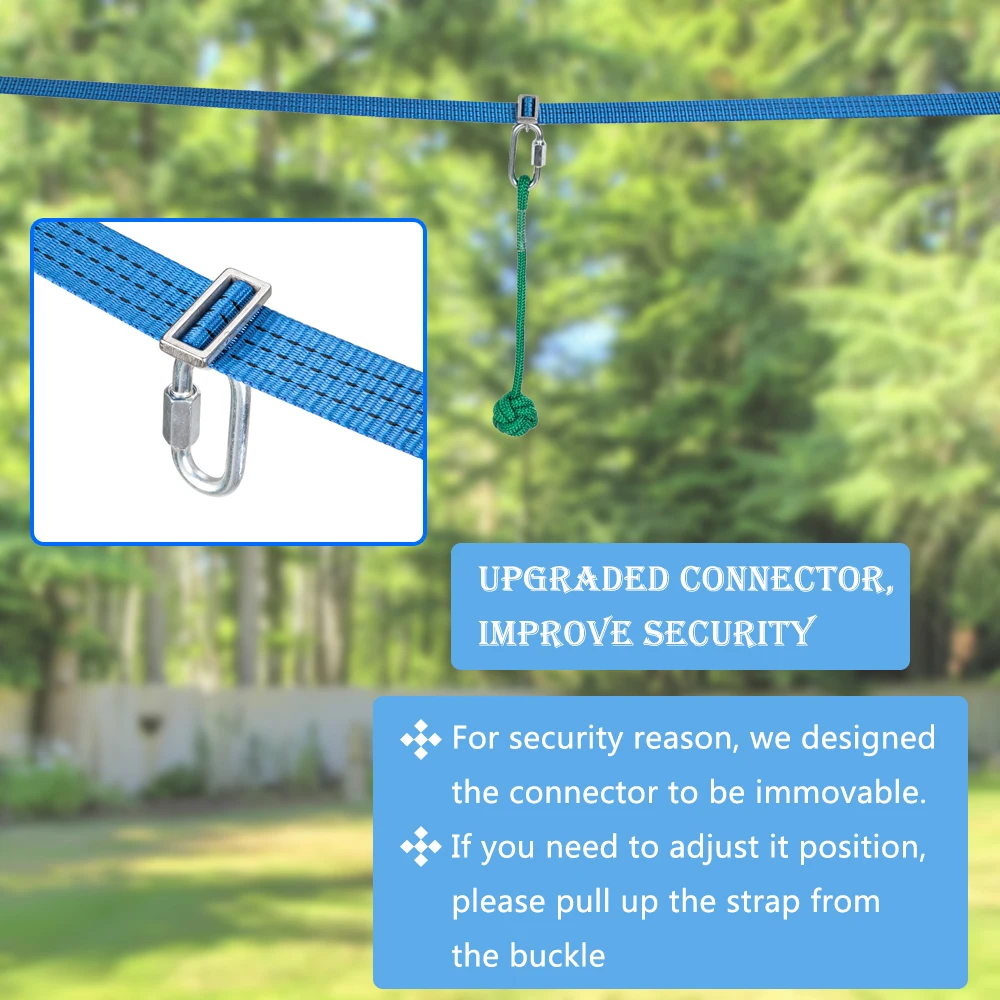 - Slackline Bar Kit Outdoor Tree Hanging Obstacles Line Accessories Play Set Blue