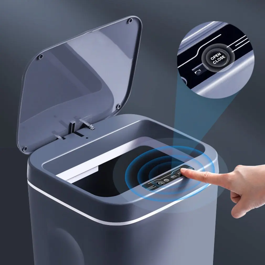 

Smart Trash Can Rubbish Bucket Can Motion Sensor Touchless Inductive USB Trash Can With Lid Automatic Waste Basket