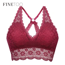 セクシーな Bralette パッド入りブラジャー女性透明ワイヤレスブラジャーのレースの下着レース Bralette 背中ブラジャークロップトップ女性ブラジャー(China)