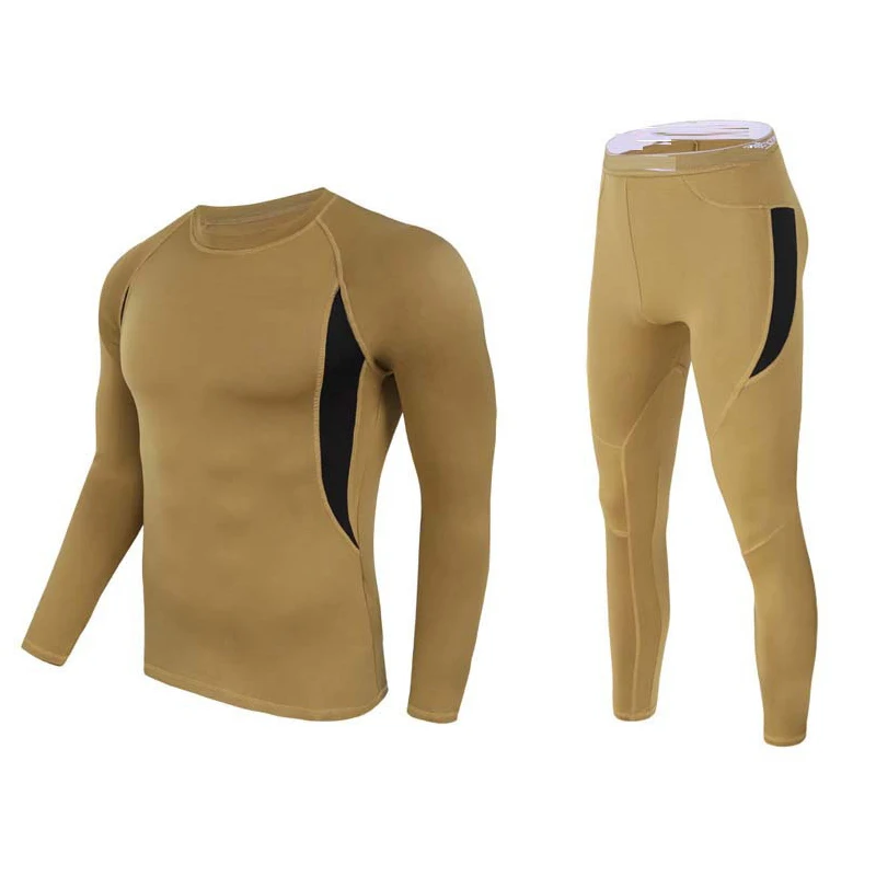 Hot Sale Underwear Men's sports Compression Base layer Thermal ski underwear Fleece Khaki long johns winter thermal underwear