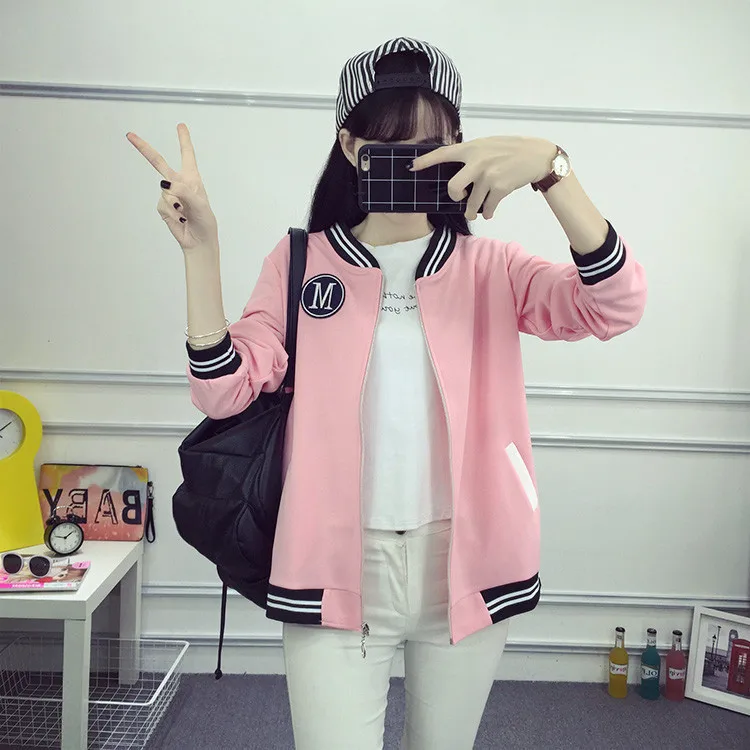

Autumn Ol Short Jacket Women's Large Size Loose-Fit Women's Outer Wear Thin HEATTECH Zipper Cardigan Jacket Baseball Uniform