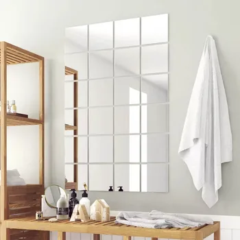 

24 pcs Square Mirrors Glass frameless Tiles Mirror Set Home Decorative Creative Varies Pattern Modern Life Accessories