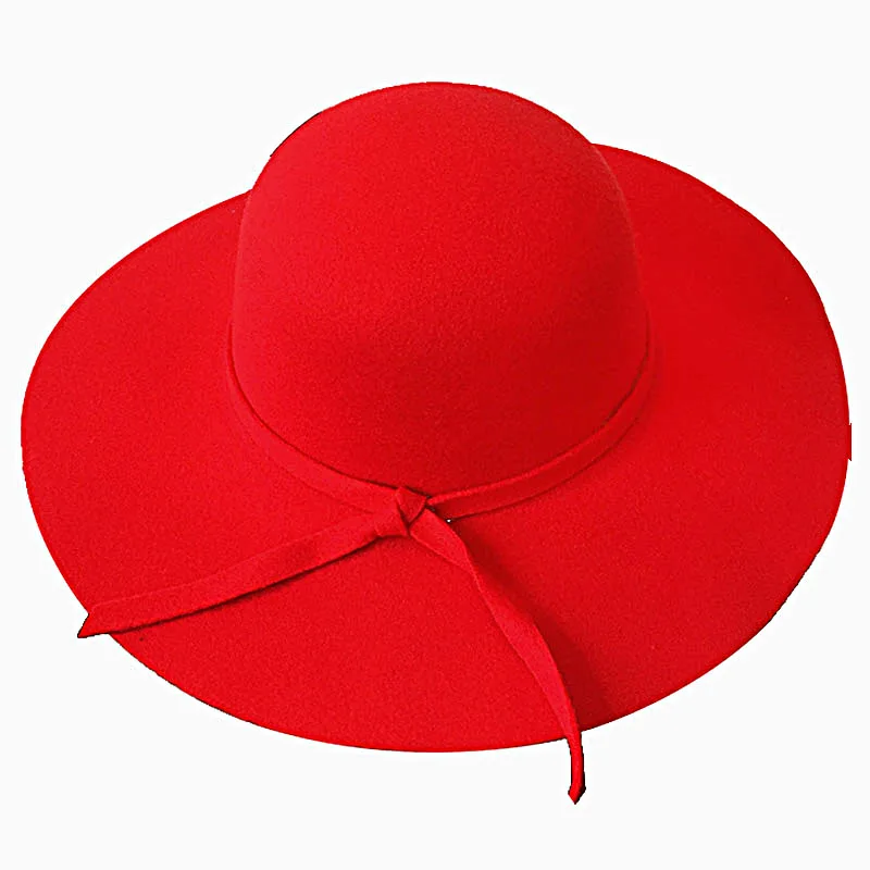H4-Red Пользовательская зимняя Имитация шерсти Солнцезащитная пляжная шляпа Персонализированная вышивка Название тестовый Логотип для женщин Большие Полями шапки для девочек женские шапки - Цвет: H4-Red
