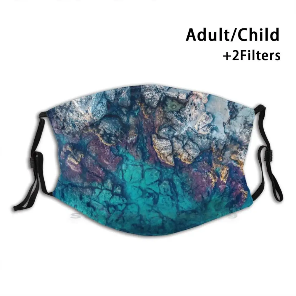 Coast Of The Sea Print Reusable Pm2.5 Filter DIY Mouth Mask Kids Greece Landscape Amazing Wonderful Blue Bluest Ocean Ship | Аксессуары