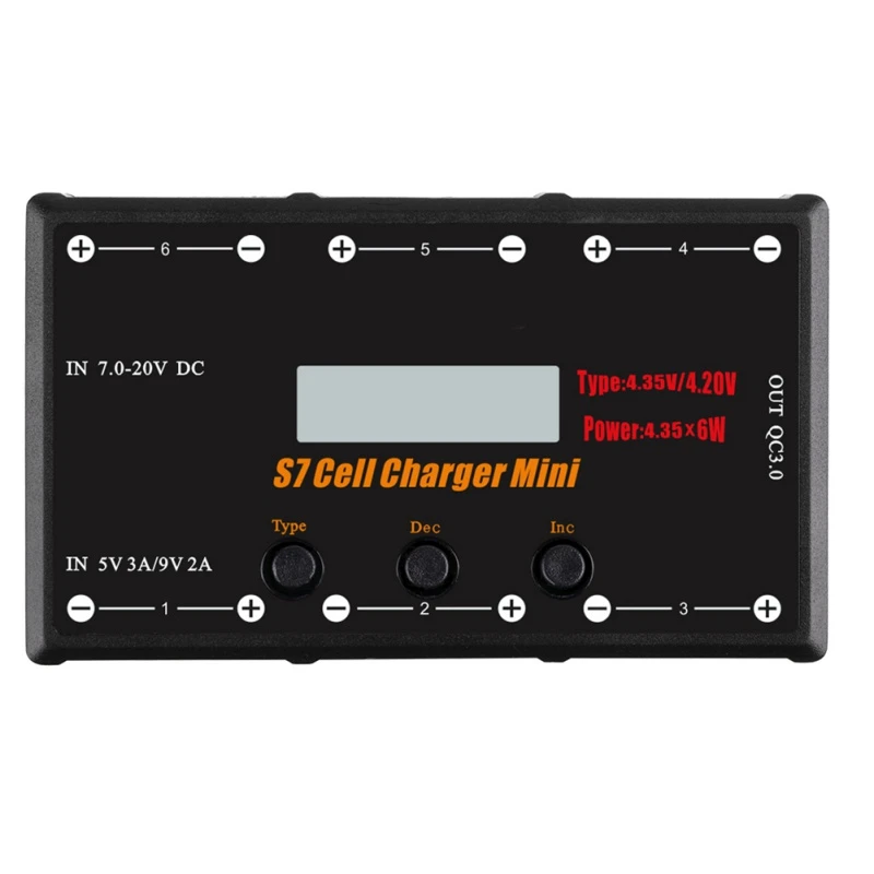 

FFYY-S7 1S 4.35W Battery Charger 6CH Color Screen LiPO/LiHV Aeromode Battery Fittings with Micro