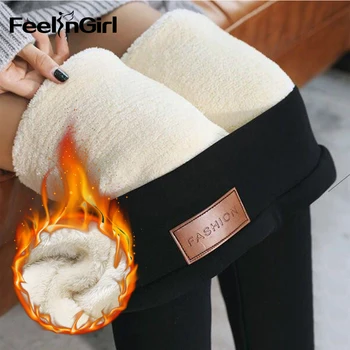 

FeelinGirl Women Warm Pants Winter Skinny Thick Velvet Wool Fleece Girls Leggings Keep Warm Black Leggings High Waist Leggings
