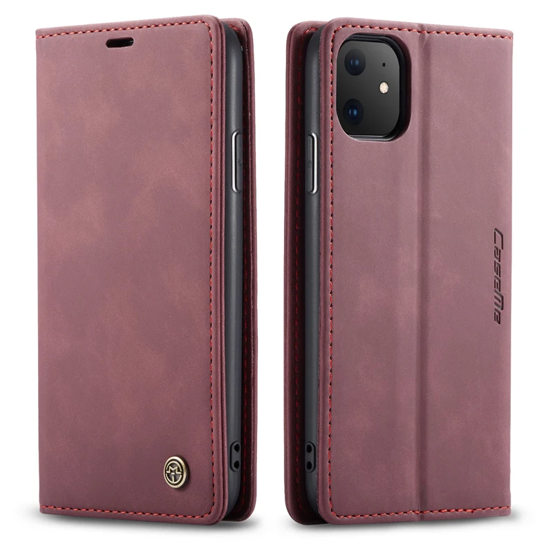 Красный Для iPhone 11 Pro Флип кожаный чехол Ретро Скраб Кошелек Стенд телефон сумка чехол Магнитный умный чехол для Apple iPhone11 Pro Max - Цвет: Красный