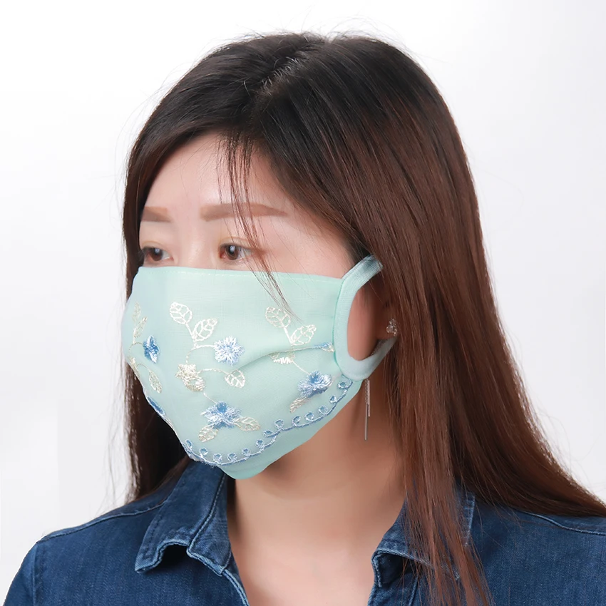 1 шт противопылевая маска для рта моющаяся многоразовая двойная Дамская трехслойная кружевная Пылезащитная маска для рта