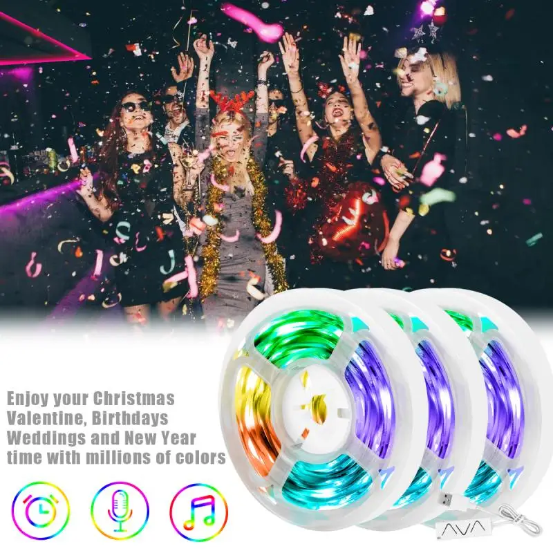 

3M 5050 RGB LED Strip Built-in Mic Wireless Bluetooth Controller Smart Home 50000 Hour Life LED Strip For Bedroom Christmas Tree