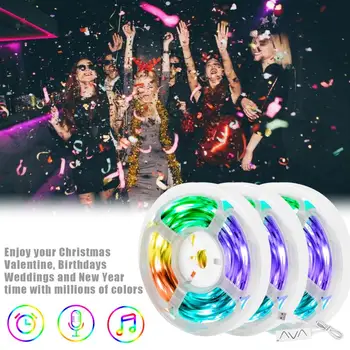 

3M 5050 RGB LED Strip Built-in Mic Wireless Bluetooth Controller Smart Home 50000 Hour Life LED Strip For Bedroom Christmas Tree