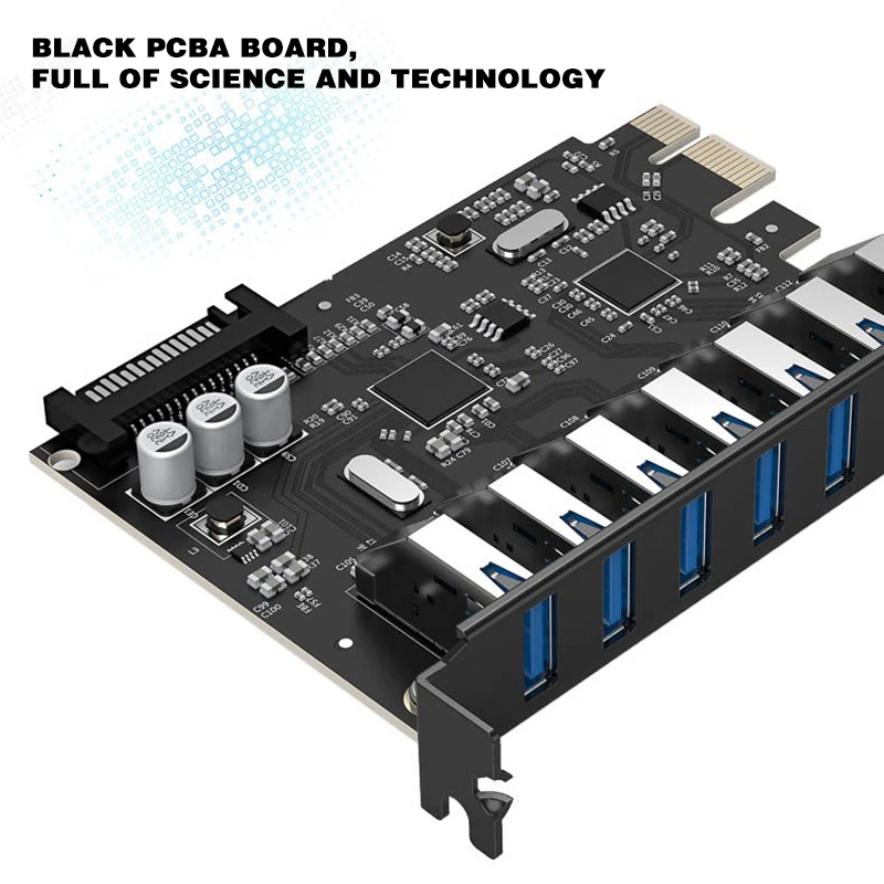 Adaptador de Expansão para Computador Pohiks Alta Velocidade 3.0 Pci-e Riser Cartão Portátil 7 Portas Pci Express Interface Desktop 1pc Usb - Imagem 4