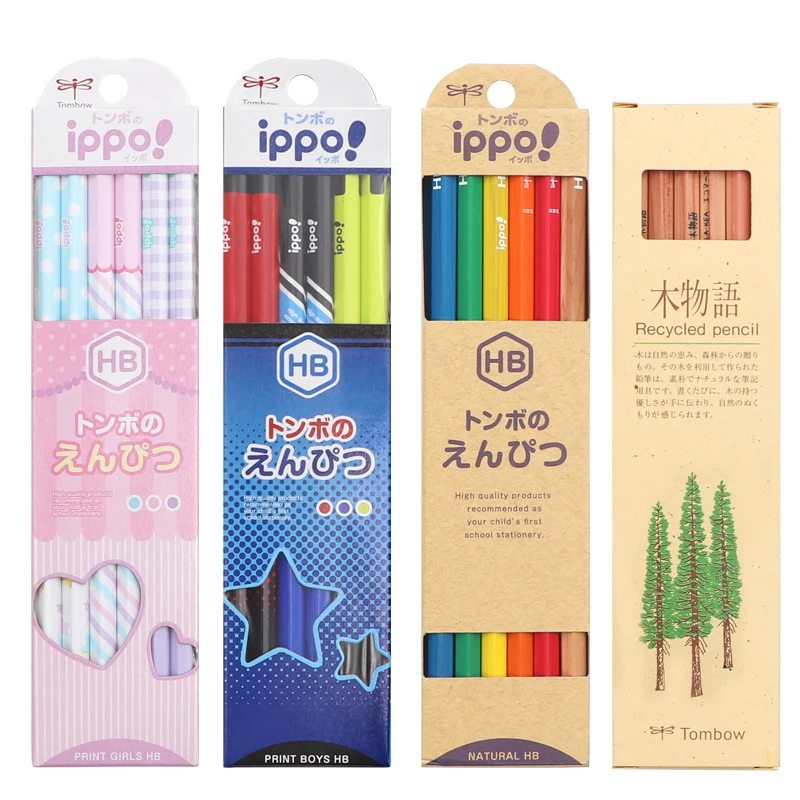 12 шт./компл. 2B/HB/B TOMBOW Ippo! Серия Деревянных грифельных карандашей, японские канцелярские принадлежности, милые Мультяшные карандаши, школьные офисные принадлежности
