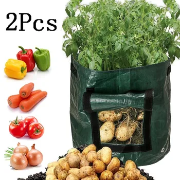 

Garden DIY Potato Grow Planter PE Cloth 2Pcs Planting Container Bag Thicken Garden Pot garden tools jardin