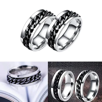 

2 Pcs Bottle Opener Ring, Rotating, Chain Titanium Steel Couple Ring