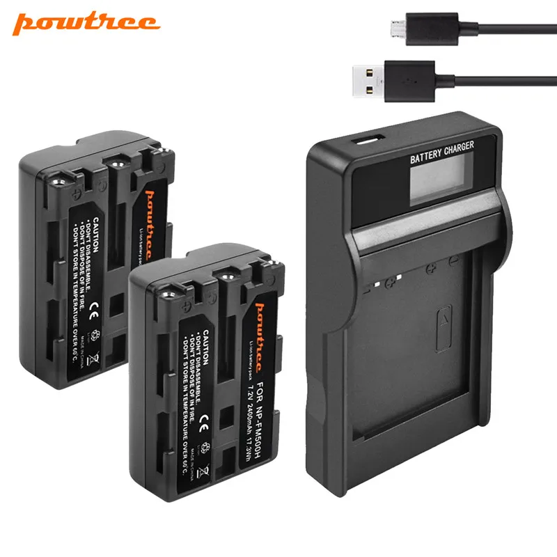 Powtree 2400 мА/ч, NP-FM500H NP FM500H Камера Батарея+ ЖК-дисплей Зарядное устройство Замена для sony A57 A58 A65 A77 A99 A550 A560 A580 - Цвет: 2 Battery Charger
