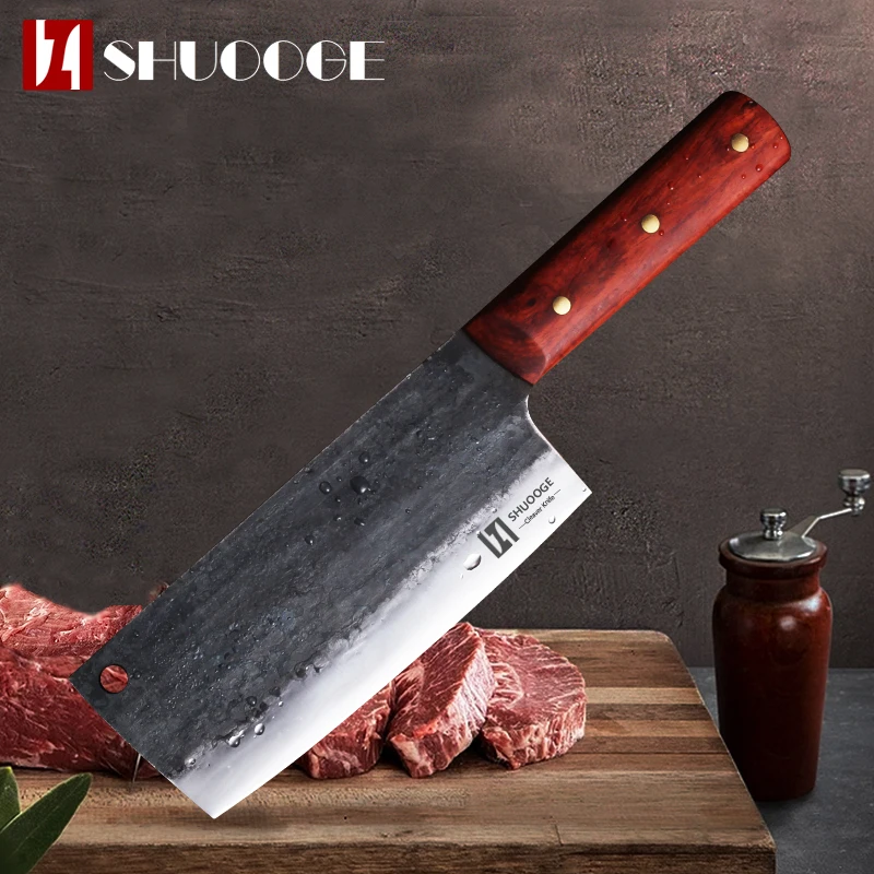 SHUOOGE ручной работы кованый шеф нож из высокоуглеродистой стали китайский