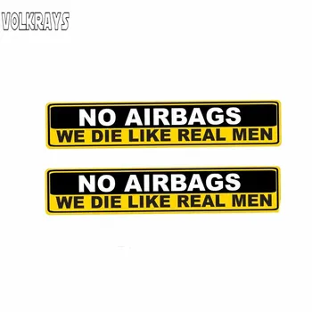 

Volkrays 2 X Warning Car Sticker No Airbags We Die Like Real Men Accessories Reflective Waterproof Sunscreen PVC Decal,2cm*14cm