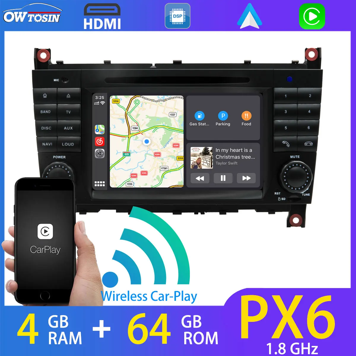7 &quotAndroid 10 0 PX6 4G + 64G Автомобильный мультимедийный плеер для Mercedes Benz CLC CLK W203 W209 радио
