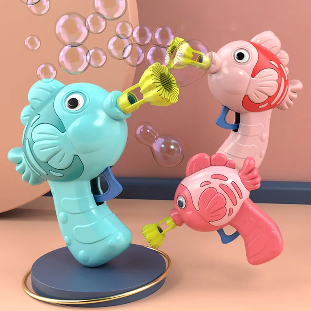 

Cute Fish Soap Water Bubble Gun Bubble Blower Machine Toy For Kids Children Manual Gun Blower