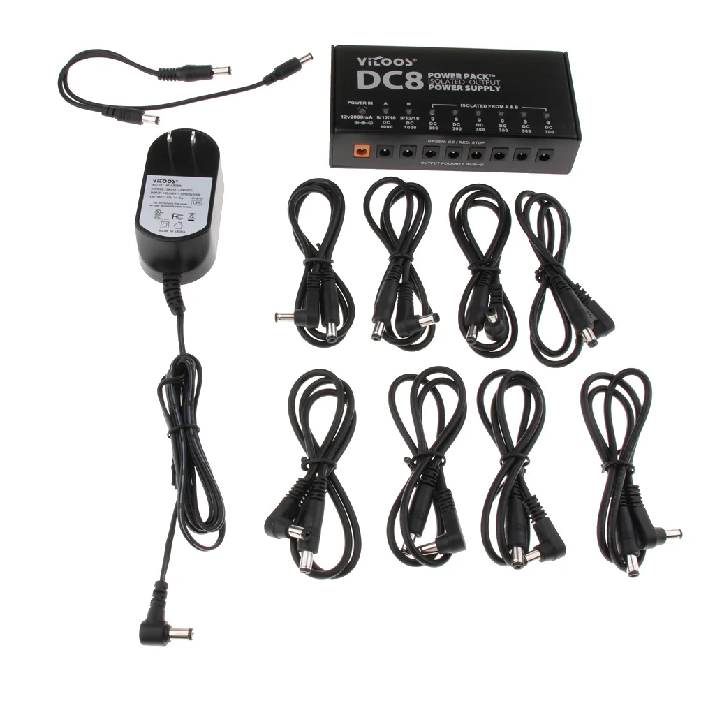 

8 Isolated Outputs For Guitar Effect Pedals With Short Circut Protection