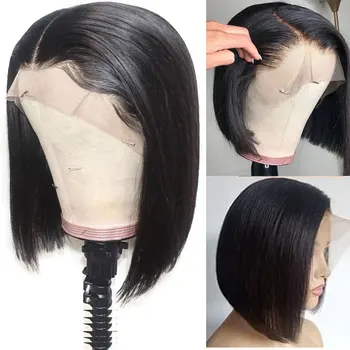 

13x6 Transparent Lace Frontal Wigs Short Bob Straight Lace Front Wig Pre Plucked Lace Front Human Hair Wigs Remy Brazilian Wig