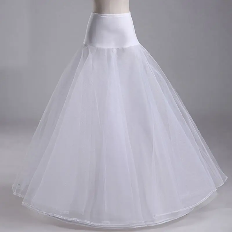 85LB Womens White 1 Hoop A Line Two Layers Petticoat Bridal Wedding Dress Elastic Waist Vintage Lace Trim Underskirt Crinolines