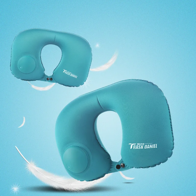 

Traskdaniel U-SHAPE Pillow Press Inflatable Pillow Inflatable Travel Airplane Car Pajama Portable Neck Support Pillow