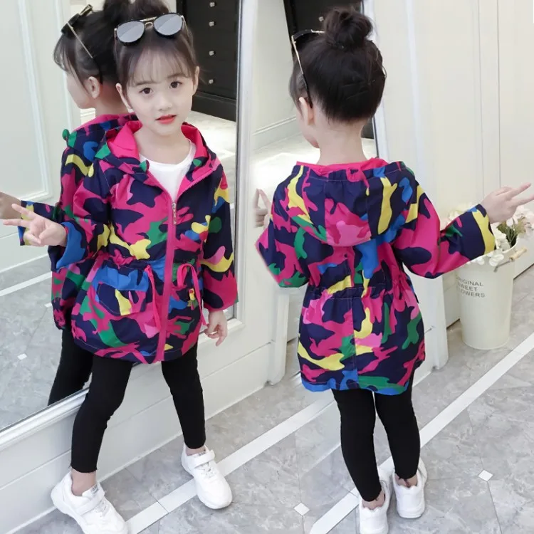 

2018 Autumn Childrenswear GIRL'S Coat New Style Camouflage Raincoat Jacket Big Boy GIRL'S Cardigan Tops a Generation of Fat