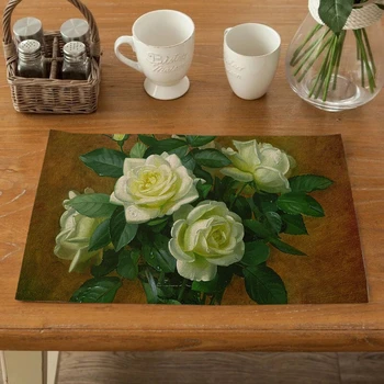 

SEAAN Classic Pattern Drink Coasters Reusable Dining Table Mat Placemats for Kitchen Table Polyester or Cotton and Line Decor