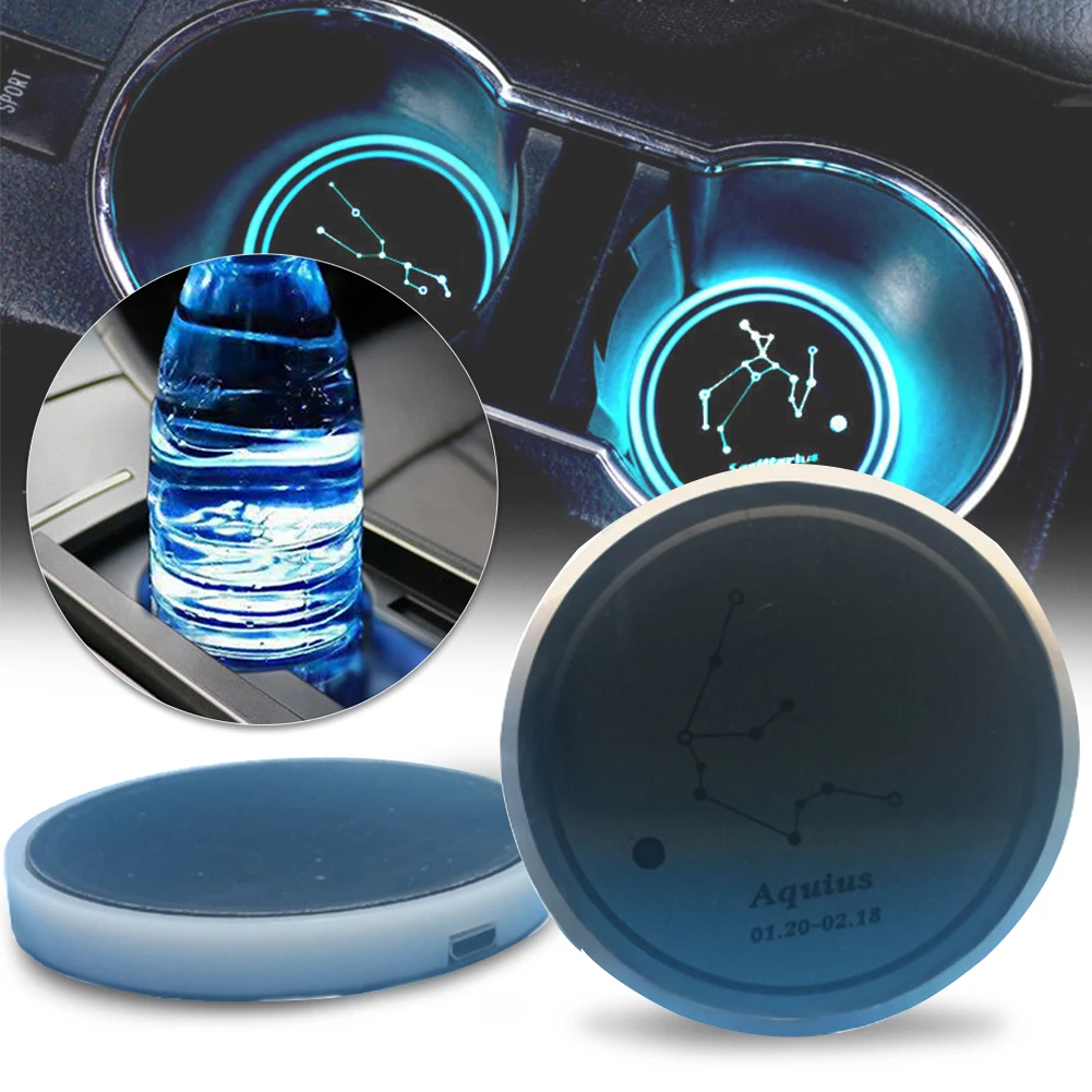 

Color Changing Bottle Drinks Pad Heat Resistant Car Mat Colorful Light Intelligent Led Fast Charging Cup Holder USB Anti Slip