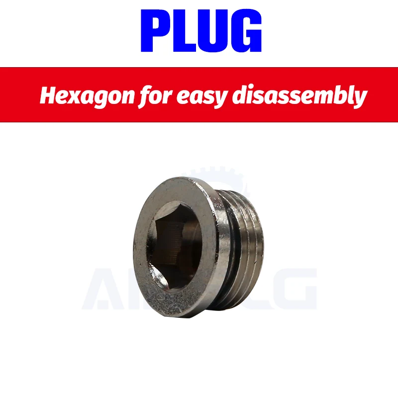 M5 1/8 1/4 "3/8" 1/2 "3/4" медная внутренняя шестиугольная вилка с уплотнительным