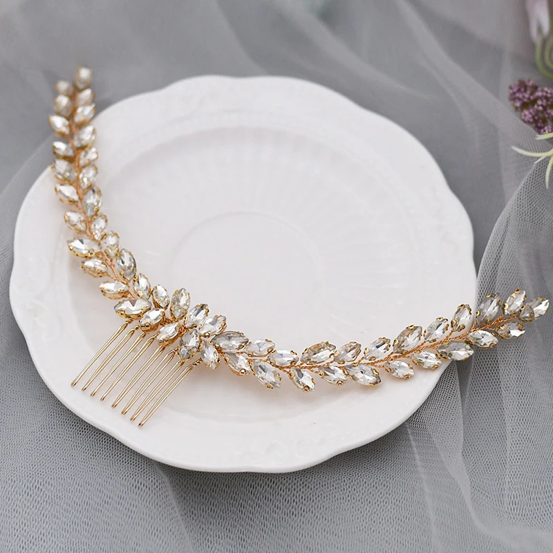 Floralbride Handmade Trendy Rhinestone Austrian Crystal Wedding Hair Comb Bridal Hair Accessories Women Bridesmaids Jewelry