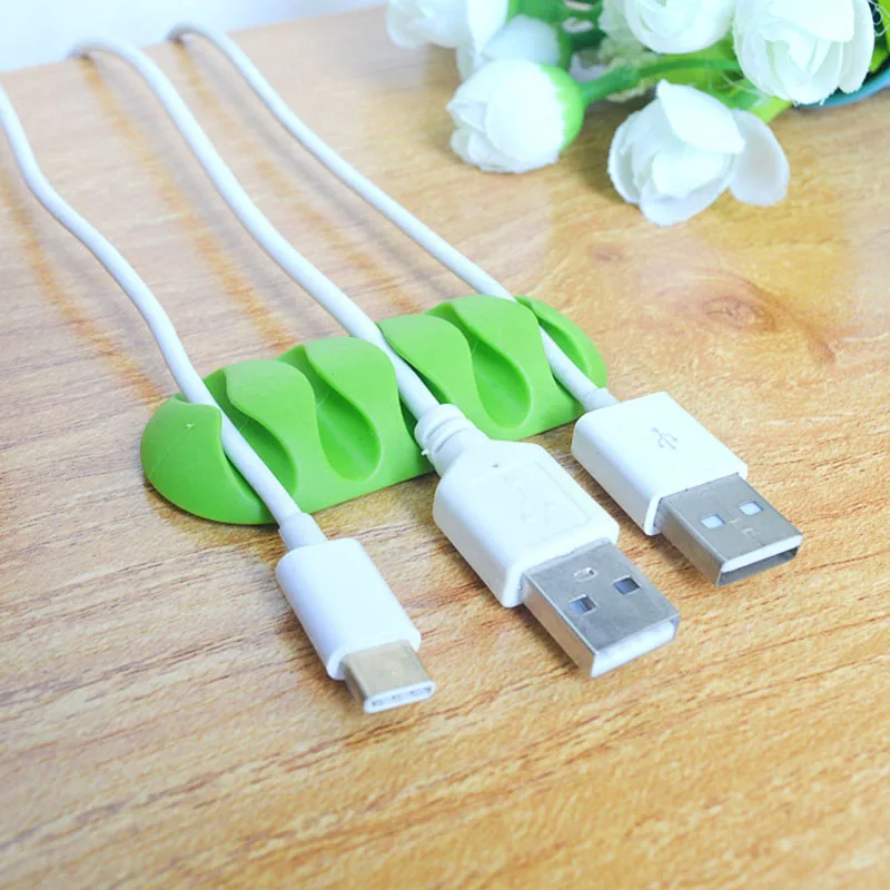 1 шт. цветной USB Кабельный органайзер, силиконовые зажимы для управления, держатель для наушников, кабельные стяжки, провод для наушников, длинный ремешок, держатель