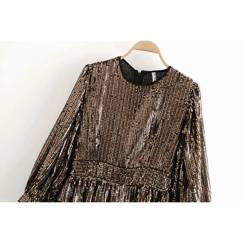 Za 2019 модное блестящее платье с блестками женские вечерние мини платья