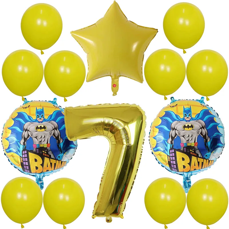 14 шт./компл. Супермен воздушные шарики "Бэтмен" номер Фольга шар с днем День рождения украшения воздуха супергероя детские игрушки Воздушные шары расходные материалы
