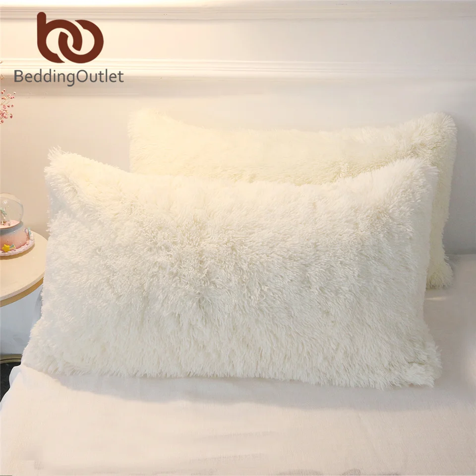 Наволочка для кровати плюшевый чехол из искусственного меха пушистый