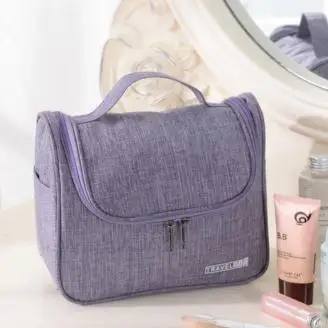 Женская портативная многофункциональная сумочка-косметичка на молнии, женская сумка для туалетных принадлежностей, одноцветная Женская водонепроницаемая прочная сумка для стирки - Цвет: Фиолетовый