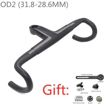 

2020 new T800 Carbon Handlebar 28.6mm/31.8mm Integrated Bar Road Bicycle Handlebar matt black OD2 stem