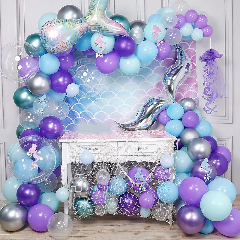173Pcs Mermaid Balloon Arch Set Mermaid Tail Balloon Little Mermaid