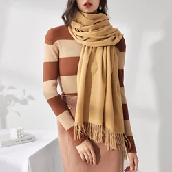 Woman Scarf In Winter Solid Color Imitation Cashmere Scarf Mid-length To Keep Warm Sweet Fashion Fringed Scarf
