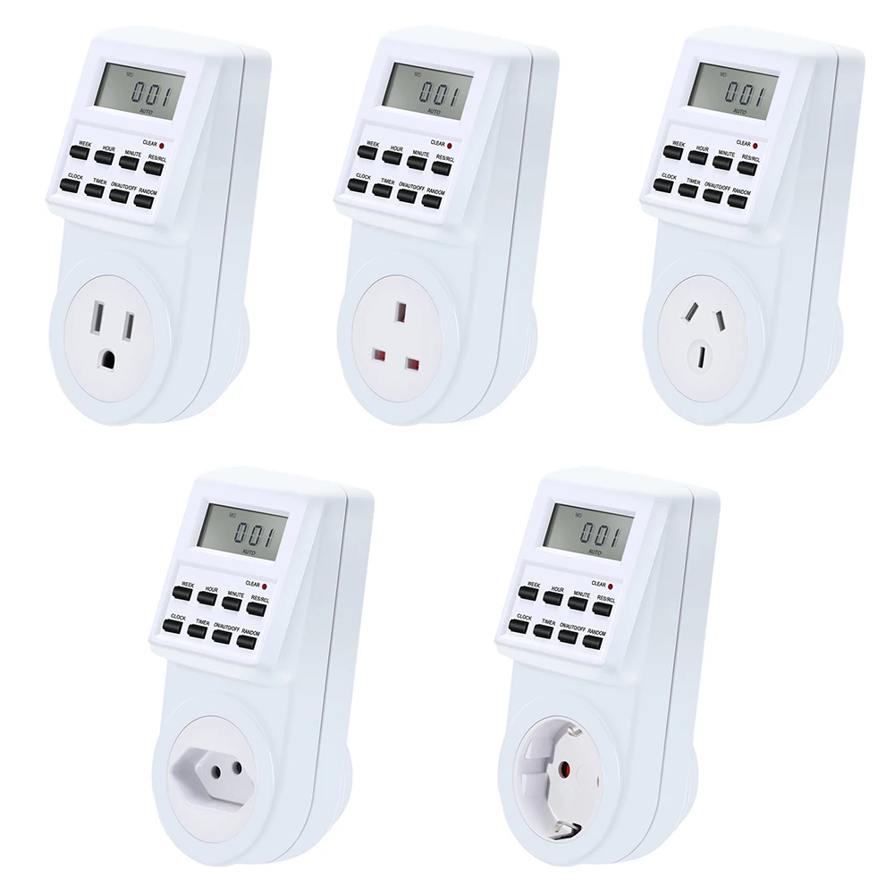 

Timer Switch EU AU US BR UK Plug Socket Power Electrical Weekly 7Day Programmable Wall Digital Plug-in 250V 120V 230V