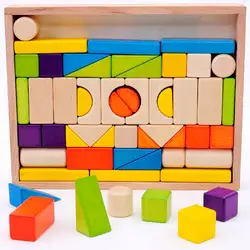 Бук 54 шт. цвет строительные блоки безопасный экологически безопасных нетоксичных, подарки для детей От 3 до 6 лет, детские деревянные блоки