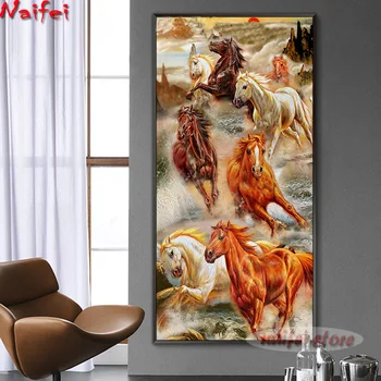 

Diamond Painting Full Square/Round Diamonds Embroidered Eight Horses Picture Porch Vertical Living Room diamond cross stitch