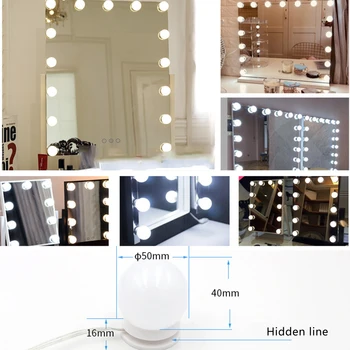 

10 LED Makeup Mirror Vanity Lamp Light Bulbs White Colors Brightness Wall Lamp Cosmetic Vanity Table Lights Decorations