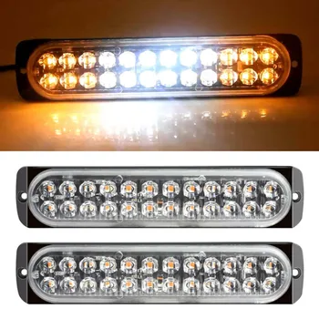 

2pcs 12V-24V 24LED Car Side Strobe Light White Amber Hazard Flashing Warning Signal Light Tow Truck Waterproof