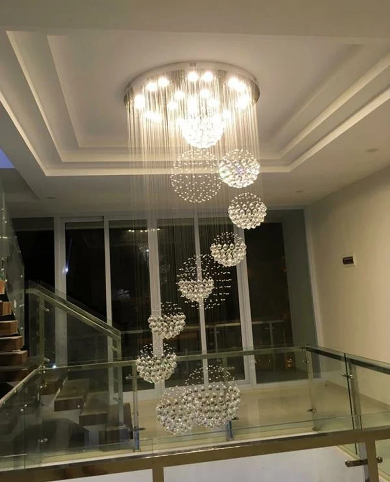 Modern Large Chandelier 13PCS Lustre Crystal Ball Design Chandeliers Large Lustres De Cristal Lights D80xH300cm Guarantee 100% round chandelier