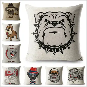 

French Bulldog Pillow Case Cartoon Animals Square Cushion Cover Sofa Home Dog