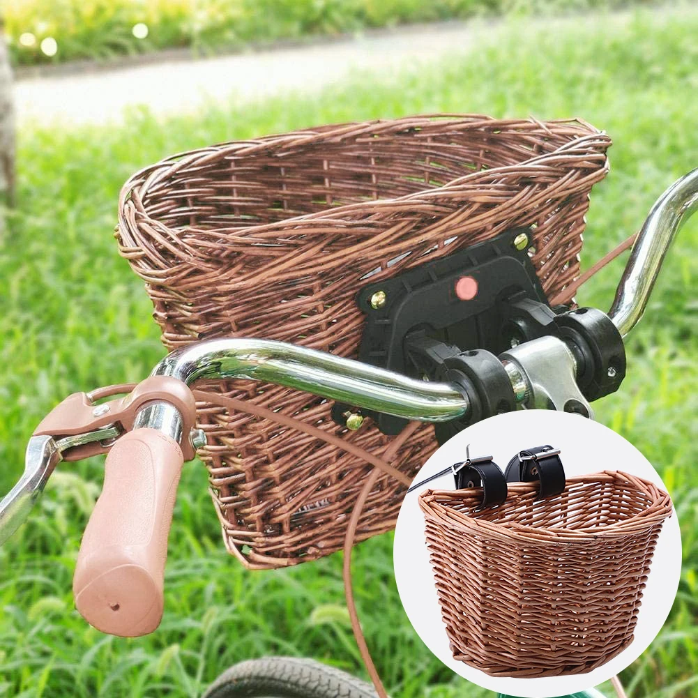 

Rattan Bike Basket Bicycle Front Removable Waterproof Bike Handlebar Basket Multifunction Environmental Protection Bicycl Bag