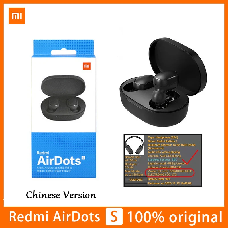 Оригинальные наушники Redmi AirDots S TWS гарнитура Xiaomi Airdots 2 беспроводные Bluetooth