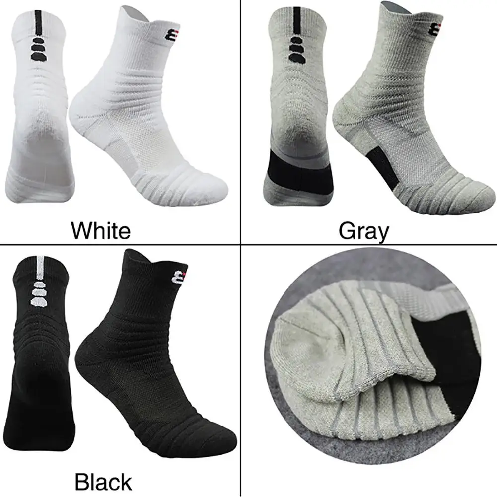 A Pair Of Basketball Socks Man Long Thickening Towel Bottom Cotton Socks Outdoors Run Badminton Tennis Sport #